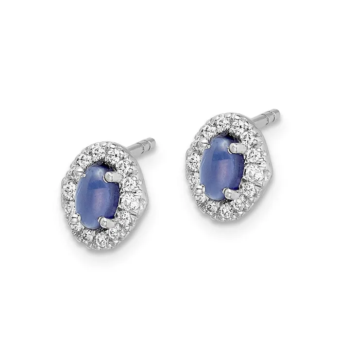 WB Choice Jewelry Earrings 14k White Gold Diamond and Cabochon Sapphire EarringsWBCEM4035SA016WA WB Choice Jewelry Earrings 14k White Gold Diamond and Cabochon Sapphire EarringsWBCEM4035SA016WA