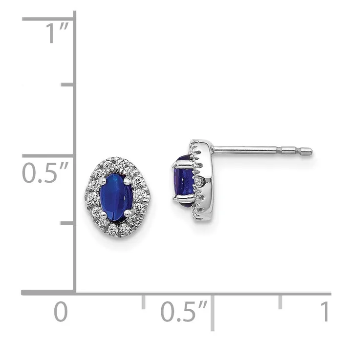 WB Choice Jewelry Earrings 14k White Gold Diamond and Cabochon Sapphire EarringsWBCEM4035SA016WA WB Choice Jewelry Earrings 14k White Gold Diamond and Cabochon Sapphire EarringsWBCEM4035SA016WA