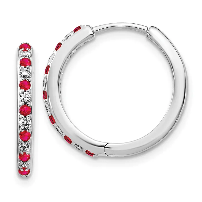 WB Choice Jewelry Earrings 14k White Gold Diamond and Ruby Hinged Hoop EarringsWBCEM5607RU020WA WB Choice Jewelry Earrings 14k White Gold Diamond and Ruby Hinged Hoop EarringsWBCEM5607RU020WA