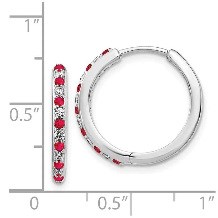WB Choice Jewelry Earrings 14k White Gold Diamond and Ruby Hinged Hoop EarringsWBCEM5607RU020WA WB Choice Jewelry Earrings 14k White Gold Diamond and Ruby Hinged Hoop EarringsWBCEM5607RU020WA