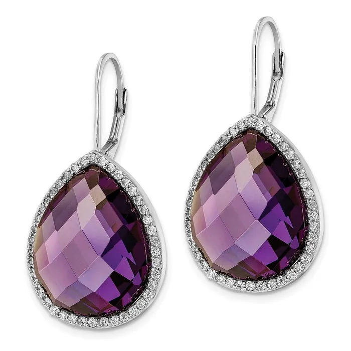 WB Choice Jewelry Earrings Cheryl M SS Rhodiumplated Large Purple CZ Checked Pear CZ EarringsWBCQCM1471 WB Choice Jewelry Earrings Cheryl M SS Rhodiumplated Large Purple CZ Checked Pear CZ EarringsWBCQCM1471