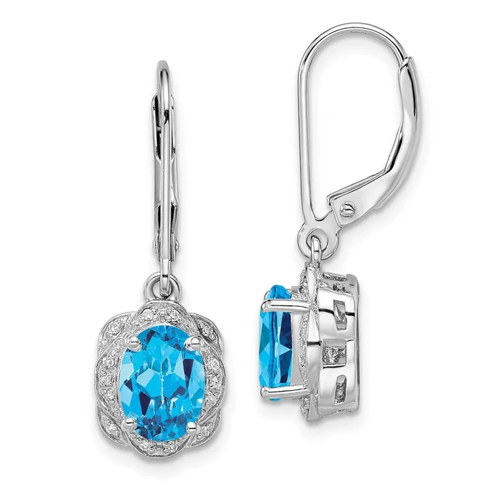 WB Choice Jewelry Earrings Sterling Silver Rhodiumplated Diamond Blue Topaz EarringsWBCQE10151BT WB Choice Jewelry Earrings Sterling Silver Rhodiumplated Diamond Blue Topaz EarringsWBCQE10151BT