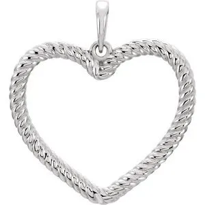 WB Choice Jewelry Necklaces 14K White Rope Heart Pendant86204102PSTWBC