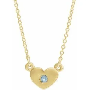 WB Choice Jewelry Necklaces 14K Yellow Aquamarine Heart 16 Necklace 8633560009PSTWBC