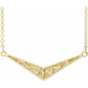 WB Choice Jewelry Necklaces 14K Yellow Sculptural V 18 Necklace 86850606PSTWBC WB Choice Jewelry Necklaces 14K Yellow Sculptural V 18 Necklace 86850606PSTWBC