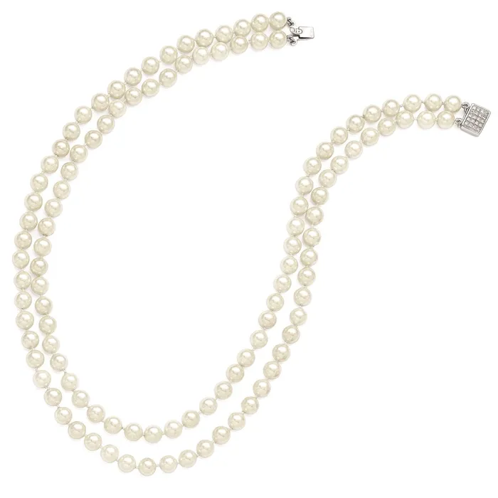 WB Choice Jewelry Necklaces Sterling Silver Majestik Rhpl 2 Row 78mm Wht Imitat Shell Pearl NecklaceWBCQMJN270W18 WB Choice Jewelry Necklaces Sterling Silver Majestik Rhpl 2 Row 78mm Wht Imitat Shell Pearl NecklaceWBCQMJN270W18