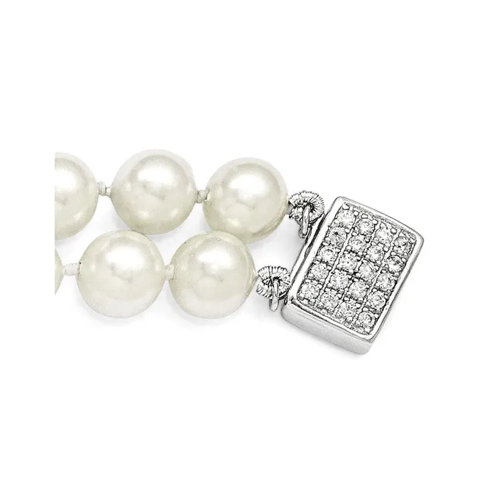 WB Choice Jewelry Necklaces Sterling Silver Majestik Rhpl 2 Row 78mm Wht Imitat Shell Pearl NecklaceWBCQMJN270W18 WB Choice Jewelry Necklaces Sterling Silver Majestik Rhpl 2 Row 78mm Wht Imitat Shell Pearl NecklaceWBCQMJN270W18
