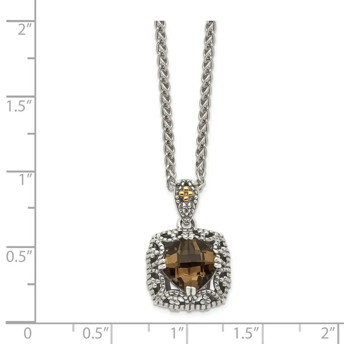 WB Choice Jewelry Necklaces Sterling Silver w 14K Accent Antiqued Smokey Quartz NecklaceWBCQTC1670 WB Choice Jewelry Necklaces Sterling Silver w 14K Accent Antiqued Smokey Quartz NecklaceWBCQTC1670