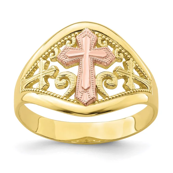 WB Choice Jewelry Rings 10K TwoTone Cross RingWBC10C1426