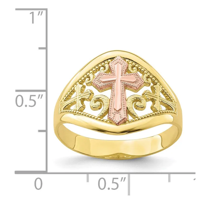WB Choice Jewelry Rings 10K TwoTone Cross RingWBC10C1426 WB Choice Jewelry Rings 10K TwoTone Cross RingWBC10C1426