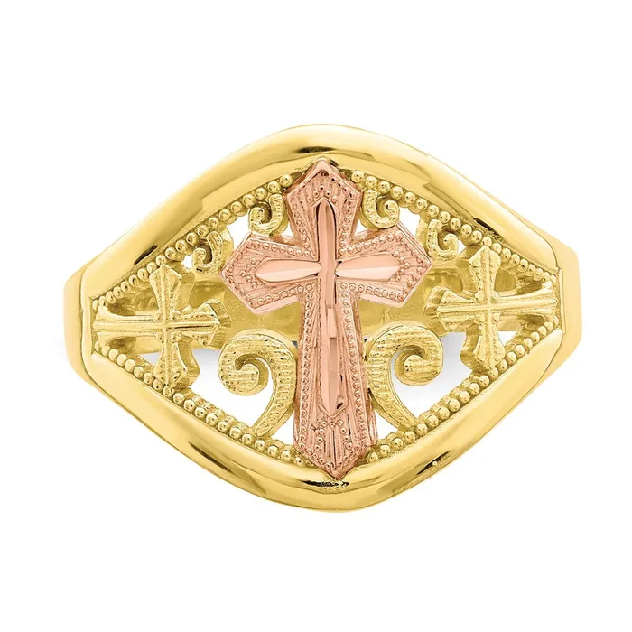 WB Choice Jewelry Rings 10K TwoTone Cross RingWBC10C1426 WB Choice Jewelry Rings 10K TwoTone Cross RingWBC10C1426