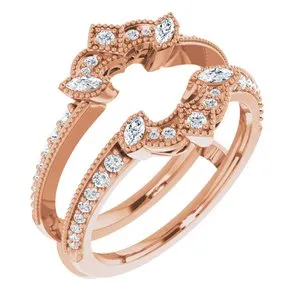 WB Choice Jewelry Rings 14K Rose 38 CTW Diamond Art Deco Milgrain Ring Guard 123367601PSTWBC WB Choice Jewelry Rings 14K Rose 38 CTW Diamond Art Deco Milgrain Ring Guard 123367601PSTWBC