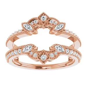 WB Choice Jewelry Rings 14K Rose 38 CTW Diamond Art Deco Milgrain Ring Guard 123367601PSTWBC WB Choice Jewelry Rings 14K Rose 38 CTW Diamond Art Deco Milgrain Ring Guard 123367601PSTWBC