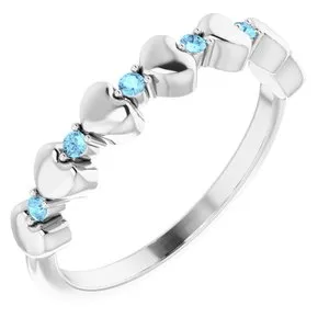 WB Choice Jewelry Rings Platinum Aquamarine Stackable Heart Ring 71999628PSTWBC WB Choice Jewelry Rings Platinum Aquamarine Stackable Heart Ring 71999628PSTWBC