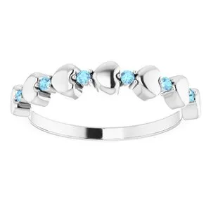 WB Choice Jewelry Rings Platinum Aquamarine Stackable Heart Ring 71999628PSTWBC WB Choice Jewelry Rings Platinum Aquamarine Stackable Heart Ring 71999628PSTWBC