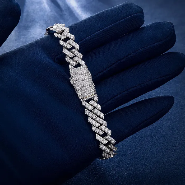 10MM Single Row Moissanite Prong Cuban Chain and Bracelet IceZeusShop Bracelets