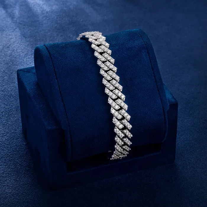 10MM Single Row Moissanite Prong Cuban Chain and Bracelet IceZeusShop Bracelets