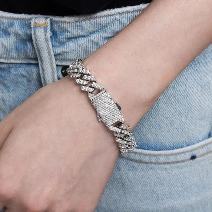 10MM Single Row Moissanite Prong Cuban Chain and Bracelet IceZeusShop Bracelets