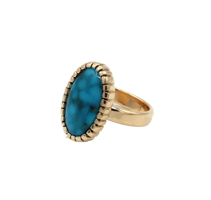 14K Gold Kingman Turquoise Ring Ray Tracey Rings 14K Gold Kingman Turquoise Ring Ray Tracey Rings