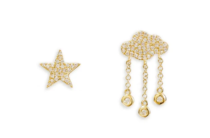 Albert Hern Earrings Earrings 14kt Gold Star Cloud Studs