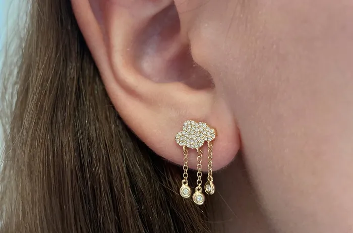 Albert Hern Earrings Earrings 14kt Gold Star Cloud Studs