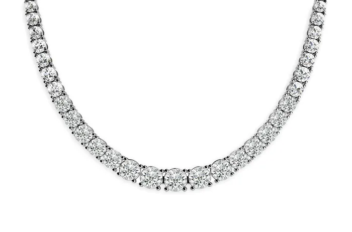 Albert Hern Necklaces Necklace 14kt Gold Round Diamonds Tennis 748 cts