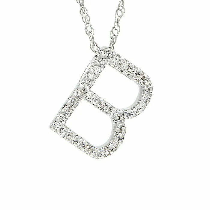 Albrecht Jewellery Necklaces Initial Pendant Necklace w Diamonds 14K Solid Gold Personalized Letter Necklace
