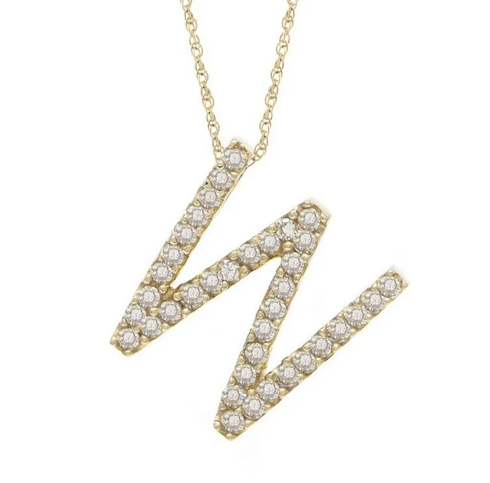 Albrecht Jewellery Necklaces Initial Pendant Necklace w Diamonds 14K Solid Gold Personalized Letter Necklace