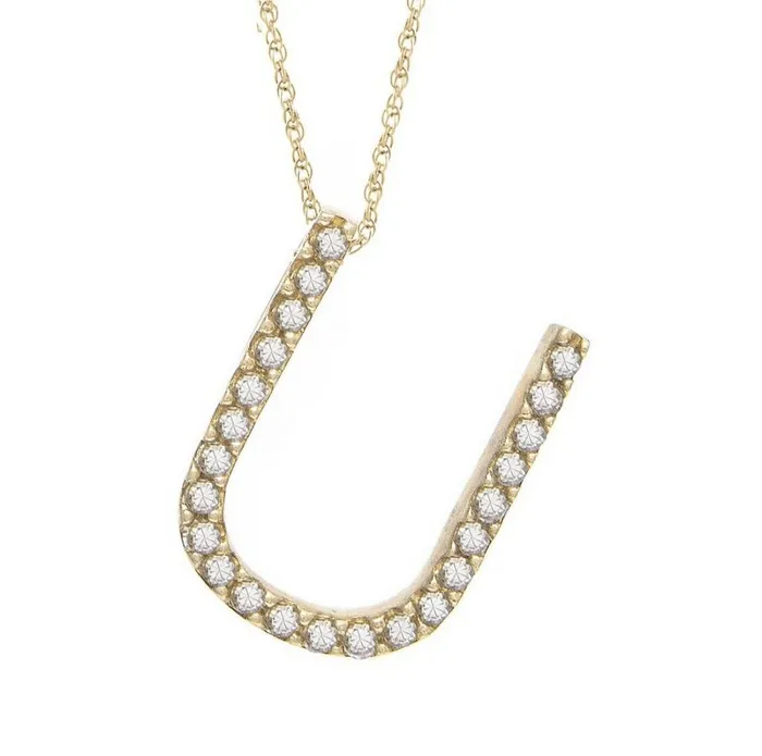 Albrecht Jewellery Necklaces Initial Pendant Necklace w Diamonds 14K Solid Gold Personalized Letter Necklace