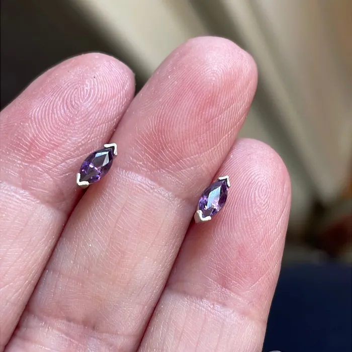 Amethyst Navette Stud Earrings Sterling Silver Vintage Vintage Paris Jewelry Earrings Amethyst Navette Stud Earrings Sterling Silver Vintage Vintage Paris Jewelry Earrings