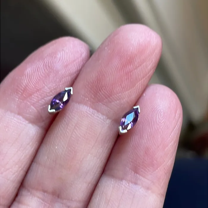 Amethyst Navette Stud Earrings Sterling Silver Vintage Vintage Paris Jewelry Earrings Amethyst Navette Stud Earrings Sterling Silver Vintage Vintage Paris Jewelry Earrings