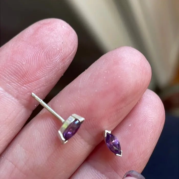 Amethyst Navette Stud Earrings Sterling Silver Vintage Vintage Paris Jewelry Earrings Amethyst Navette Stud Earrings Sterling Silver Vintage Vintage Paris Jewelry Earrings