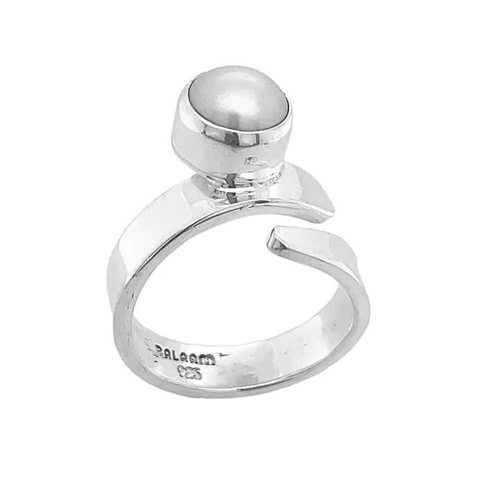 Balaam Monica Zamora Adjustable Sterling Silver 925 Spiral Freshwater Pearl Ring by Balaam Jewelry Keepsake Rings