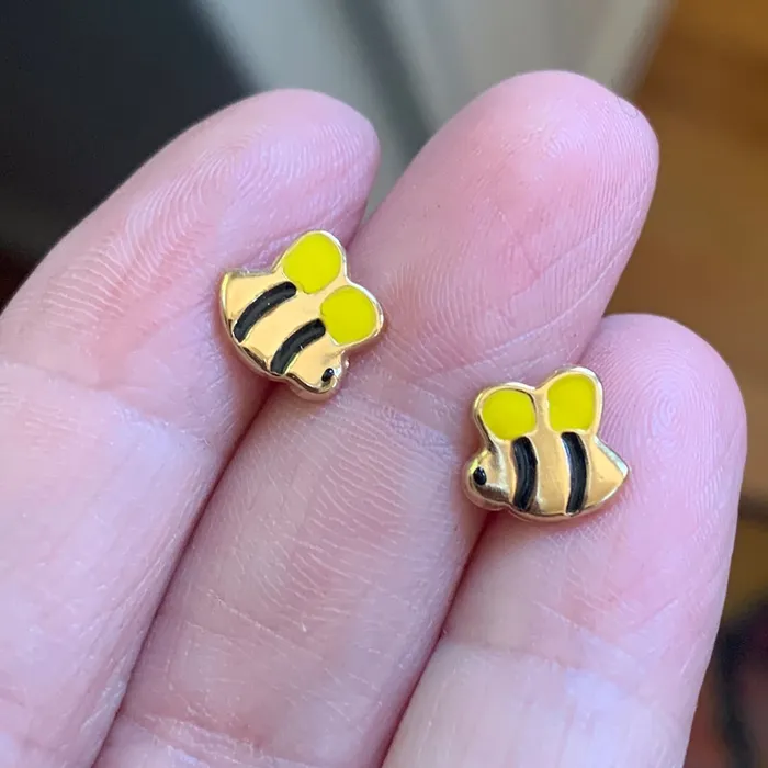 Bee Earrings 14k Gold Vintage Love Vintage Paris Earrings