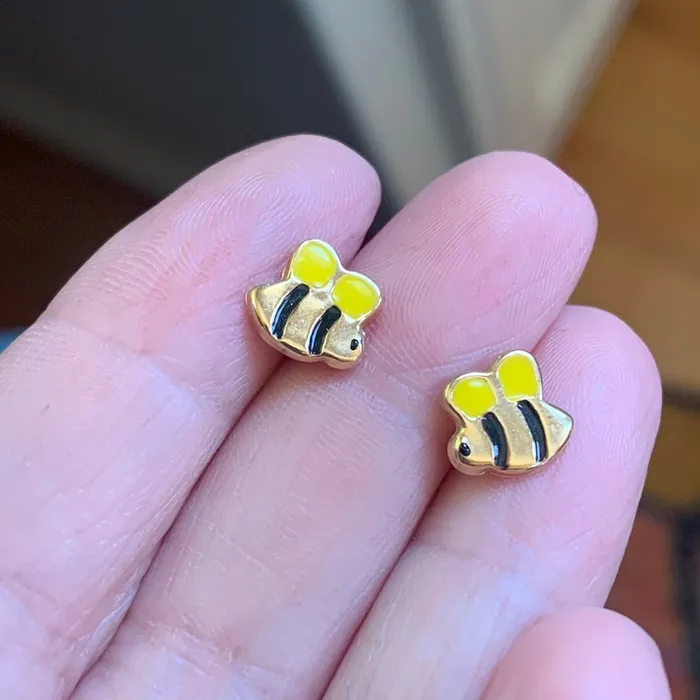 Bee Earrings 14k Gold Vintage Love Vintage Paris Earrings