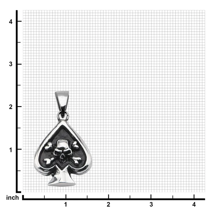 Black and Silver Tone Stainless Steel Spade Danger Skull Pendant INOX JEWELRY Necklaces