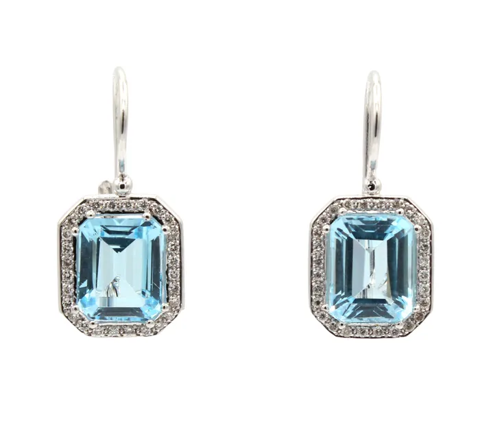 Blue Topaz Rectangular Earrings Cherie Dori Earrings
