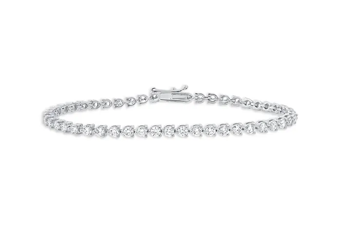 Bracelet 18kt White Gold Tennis with 3Prongs 83 Diamonds Albert Hern Bracelets