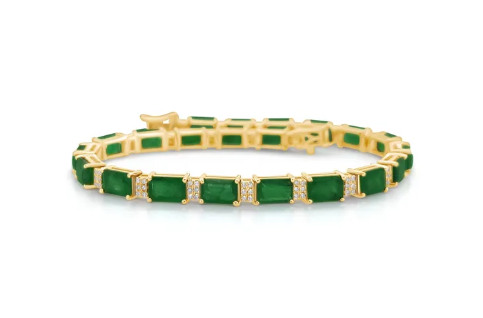 Bracelets Albert Hern Bracelet 14kt Gold Tennis Emeralds and Diamonds