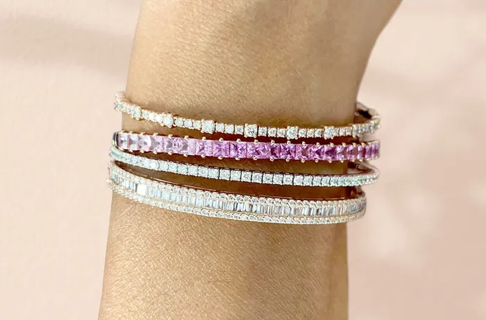 Bracelets Albert Hern Bracelet 14kt Rose Gold Two Sizes Diamonds Bangle Bracelets Albert Hern Bracelet 14kt Rose Gold Two Sizes Diamonds Bangle