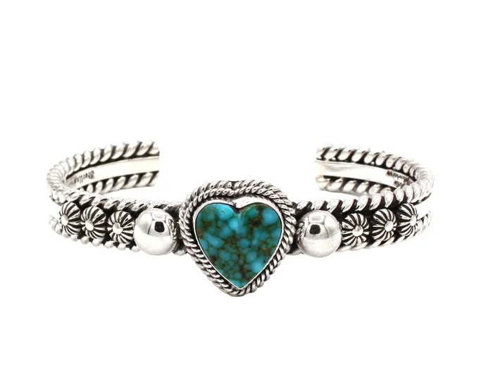 Bracelets Artie Yellowhorse Kingman Turquoise Heart Cuff Bracelet