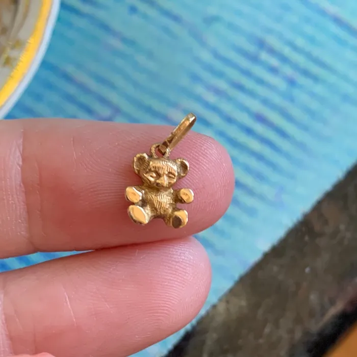 Charm Necklaces Love Vintage Paris Dainty Bear Charm 14k Gold Vintage