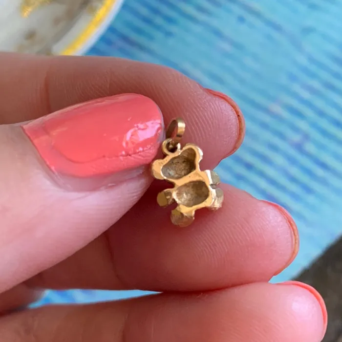 Charm Necklaces Love Vintage Paris Dainty Bear Charm 14k Gold Vintage