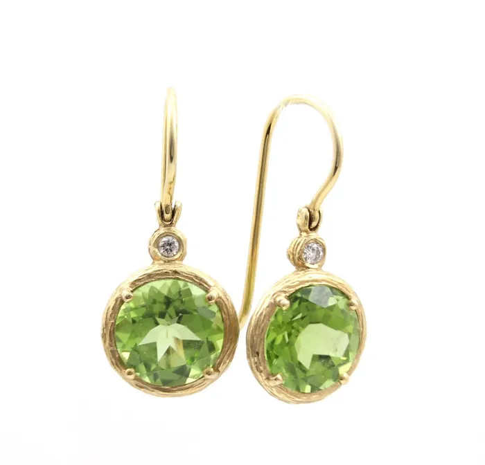 Cherie Dori Earrings Peridot Lady Bug Earrings