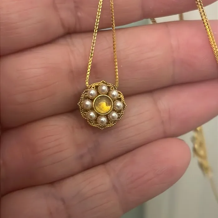 Citrine Pearl Filigree Necklace Gold over Sterling Silver Modern Vintage Paris Jewelry Necklaces Citrine Pearl Filigree Necklace Gold over Sterling Silver Modern Vintage Paris Jewelry Necklaces