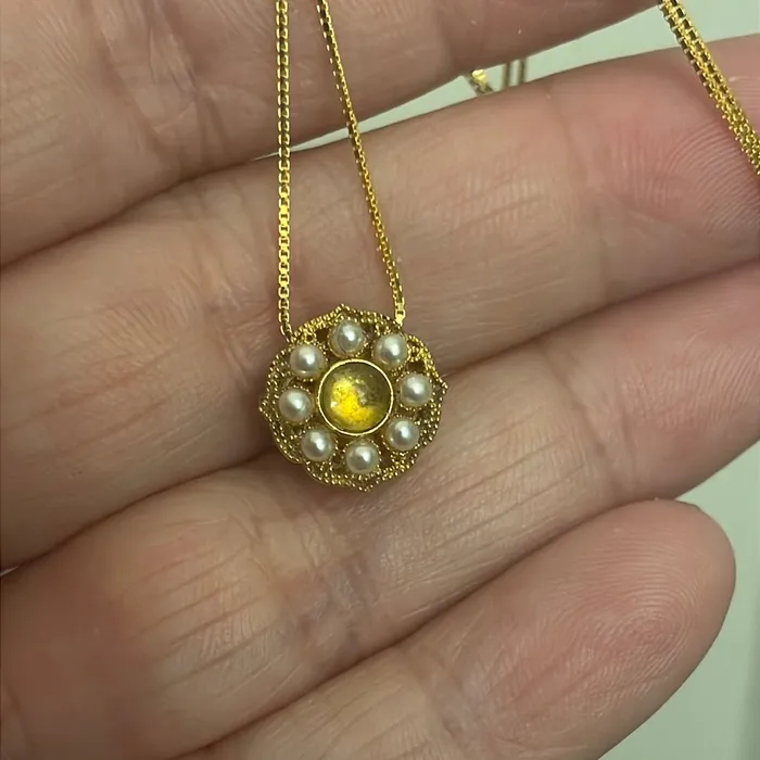 Citrine Pearl Filigree Necklace Gold over Sterling Silver Modern Vintage Paris Jewelry Necklaces Citrine Pearl Filigree Necklace Gold over Sterling Silver Modern Vintage Paris Jewelry Necklaces