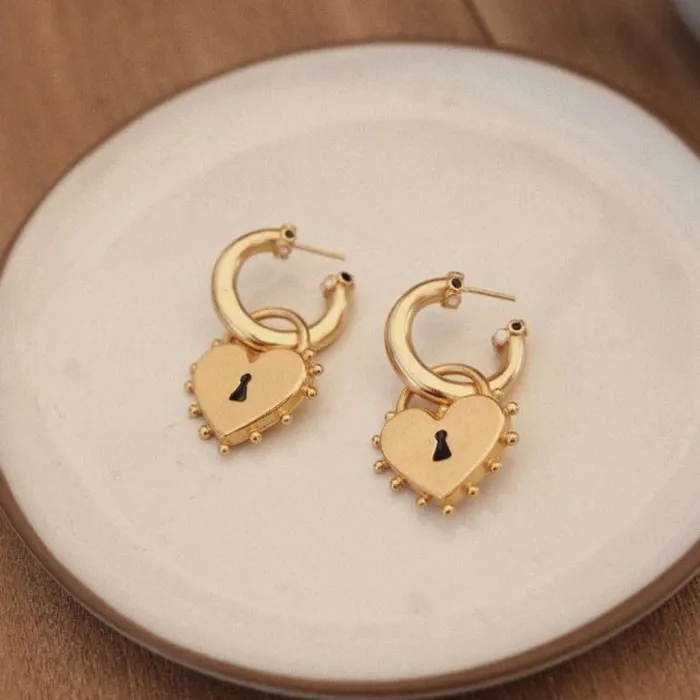 ClaudiaG Earrings Locked Heart Earrings ClaudiaG Earrings Locked Heart Earrings