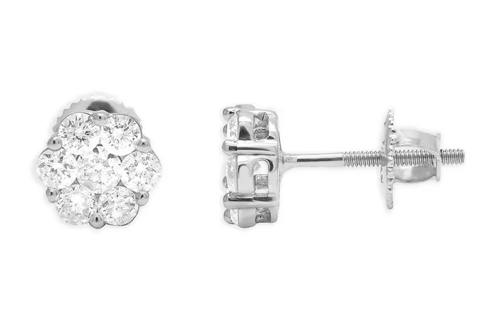Earrings 145 cts Diamonds Round Cluster 14kt Gold Albert Hern Earrings