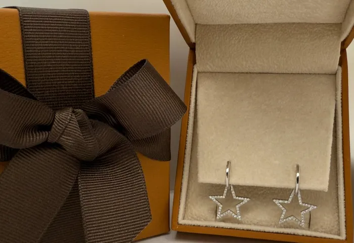 Earrings 14kt White Gold Huggies Star Diamonds Drop Albert Hern Earrings Earrings 14kt White Gold Huggies Star Diamonds Drop Albert Hern Earrings