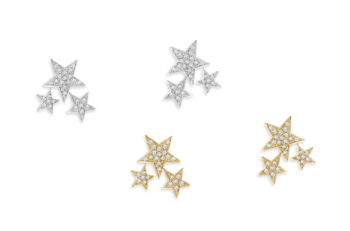 Earrings Albert Hern Earrings 14kt Gold 3 Bezel Star Diamonds